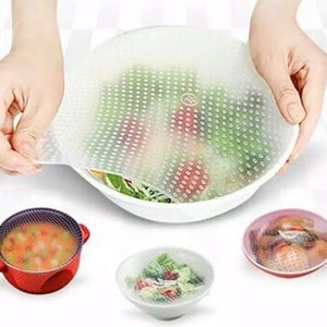 JUST IN 4Pcs Food Reusable Silicone Wrap Seal